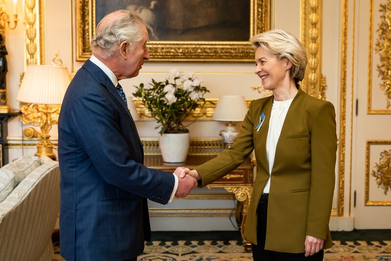 Britain's King Charles III receives Ms von der Leyen during an audience at Windsor Castle. PA