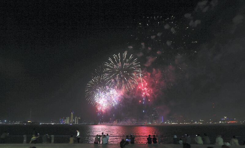 Abu Dhabi, June, 04, 2019: Fireworks display at the Corniche in Abu Dhabi. Satish Kumar/ For the National