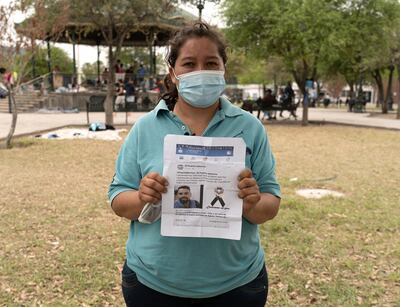 Sylvia Ibarra holds a picture of her husband who was killed by gangs in Guatemala. She and her daughter have already tried entering the US once, only to be turned away before being able to file asylum. She hopes to try again soon. Willy Lowry/ The National