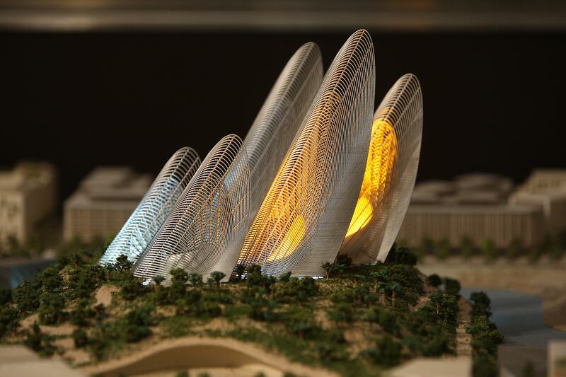 ABU DHABI , UNITED ARAB EMIRATES Ð Nov 7 : Model of the Zayed National Museum designed by Norman Foster which is on display at the Manarat Al Saadiyat in Abu Dhabi. ( Pawan Singh / The National ) For Weekend