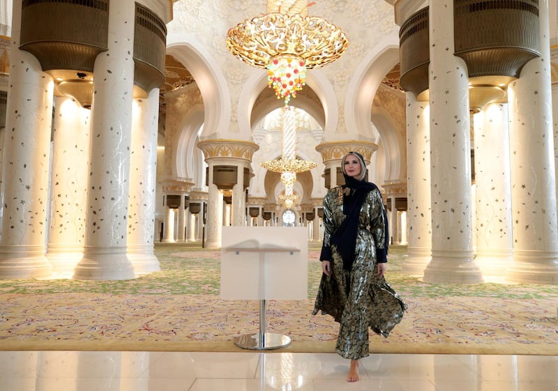 Ivanka Trump visits the Sheikh Zayed Grand Mosque in Abu Dhabi. Reuters