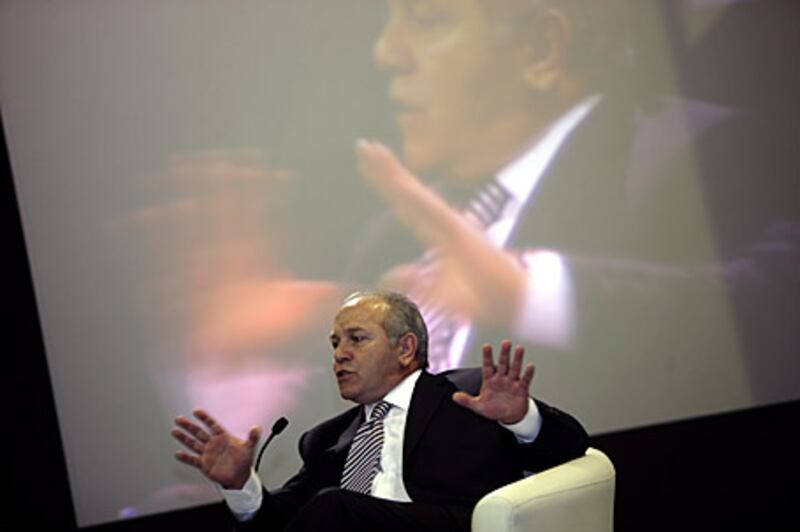 Dubai, UAE - November 5, 2009 - Joseph Ghossoub, Chairman and CEO at Menacom Group, speaks on a panel at the Media and Marketing Show at the Dubai International Convention and Exhibition Centre. (Nicole Hill / The National) 