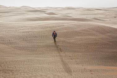 Explorer Max Calderan during his journey along the Tropic of Cancer. Around 337 km of the length of the notional line that forms the Tropic is in the UAE. Courtesy Mauro Grigollo
