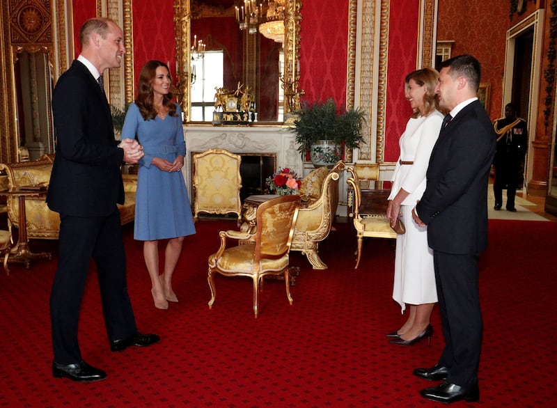 Prince William and his wife Catherine meet Mr Zelenskyy and his wife Olena at Buckingham Palace in October 2020. Getty Images
