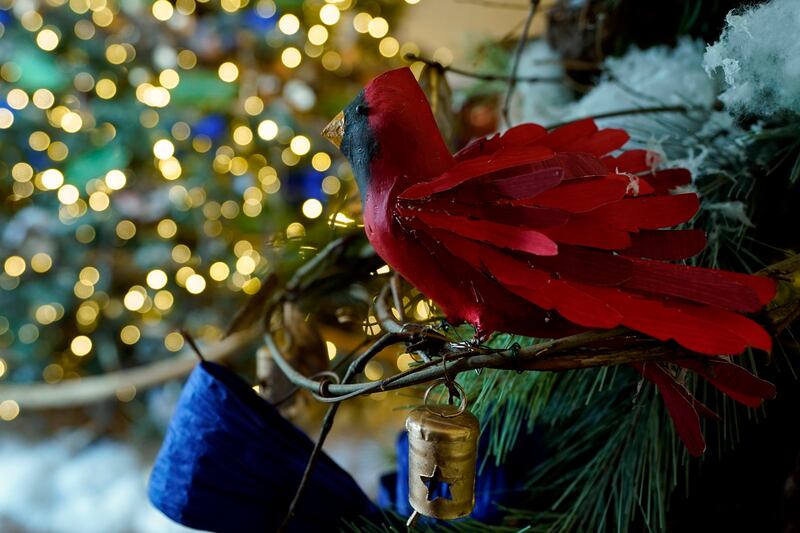 The official White House Christmas tree is decorated to represent unity and hope with handmade renderings of the official birds from all 57 US territories, states and the District of Columbia. AP