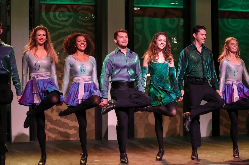 The 'Riverdance' troupe at the opening evening of the Ireland Pavilion during the first week at Expo. Khushnum Bhandari / The National