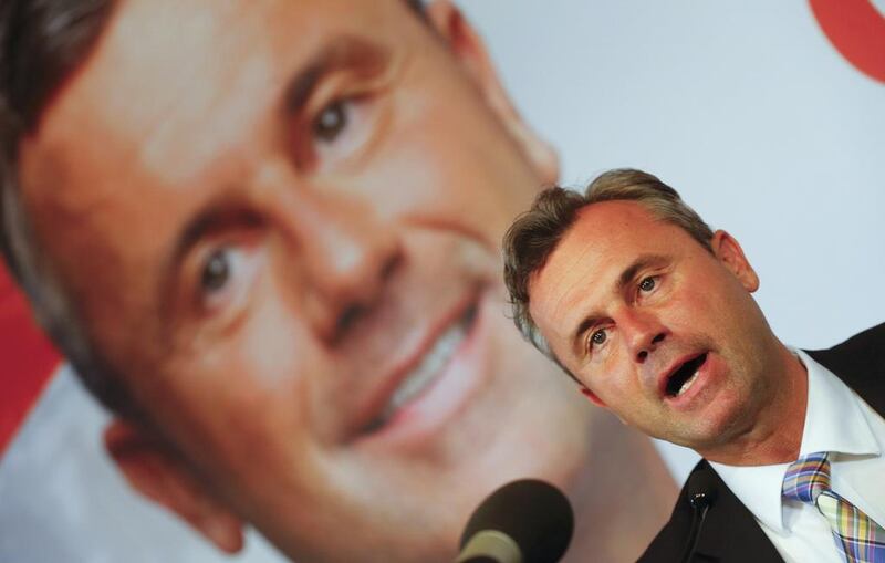 Former presidential candidate Norbert Hofer of the Austrian Freedom Party (FPOe) addresses a news conference in Vienna on May 24, 2016. Heinz-Peter Bader/Reuters