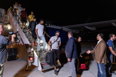 Emiratis, GCC citizens and a UAE resident of Indian origin are received by Embassy officials after having been flown out of Florida ahead of Hurricane Dorian. Courtesy UAE Embassy US Twitter