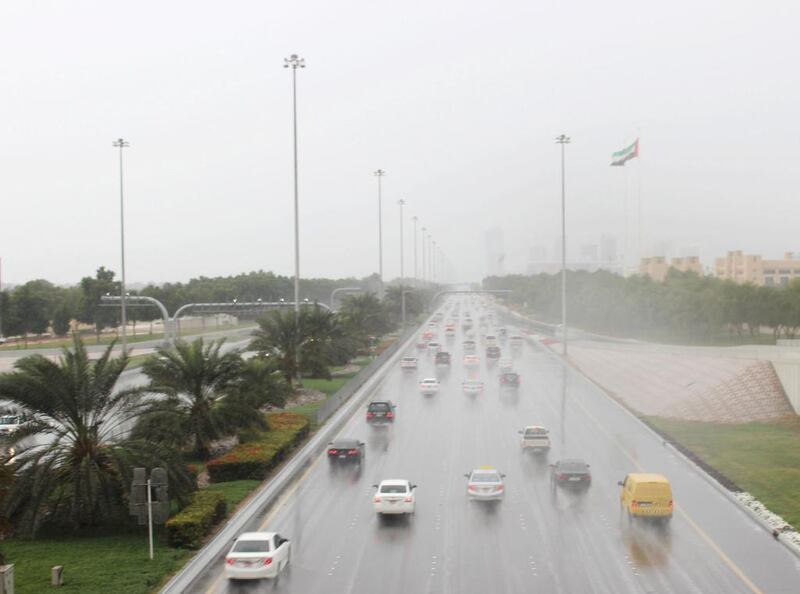 Lt Col Al Ameri urged UAE motorists to exercise caution on the road, reduce speed, and avoid slamming on the brakes when the roads are wet.  Courtesy WAM