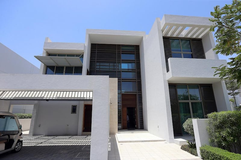 The exterior view of a five-bedroom Contemporary villa. According to the developer, Sobha Group, 261 villas of phase 1 have already been sold. Satish Kumar / The National