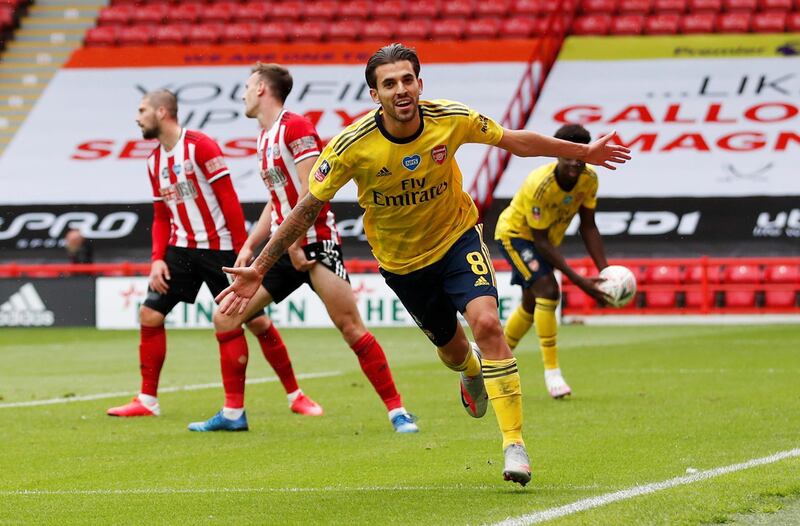 Soccer Football -  FA Cup - Quarter Final - Sheffield United v Arsenal - Bramall Lane, Sheffield, Britain - June 28, 2020 Arsenal's Dani Ceballos celebrates scoring their second goal, as play resumes behind closed doors following the outbreak of the coronavirus disease (COVID-19)  REUTERS / Andrew Boyers / Pool     TPX IMAGES OF THE DAY