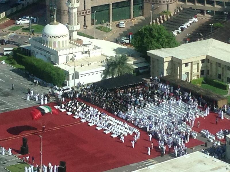 People on Abu Dhabi's Corniche were treated to a spectacle this morning as parachuting daredevils swooped in for a National Day celebration. Kristina Armstrong