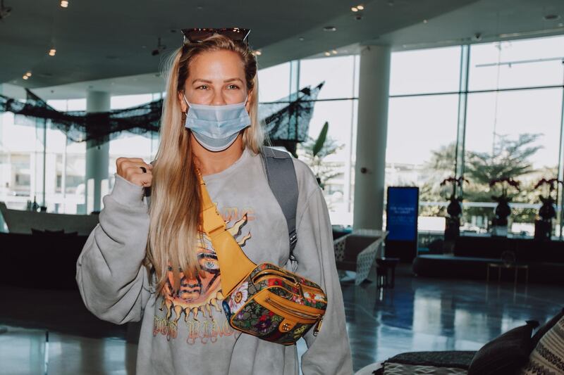 Katlyn Chookagian arrives at W Abu Dhabi - Yas Island hotel ahead of UFC Fight Night. Courtesy UFC