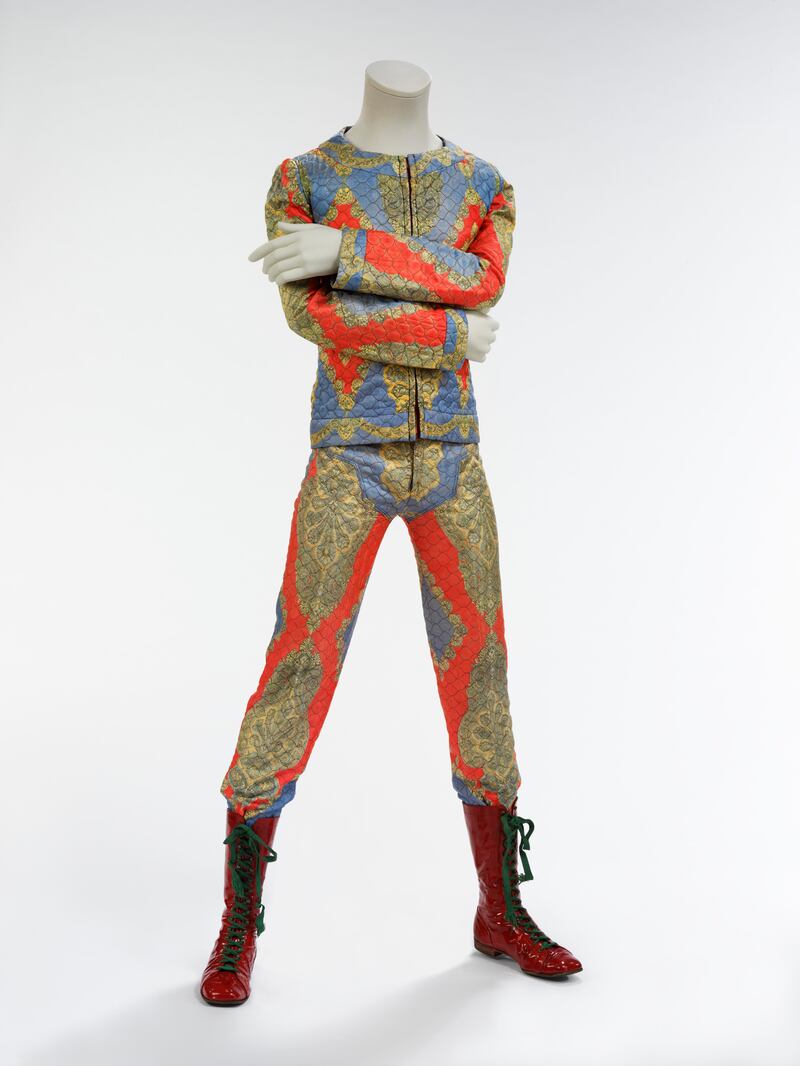 Quilted two-piece suit, 1972, designed by Freddie Burretti for the Ziggy Stardust tour. Photo: The David Bowie Archive