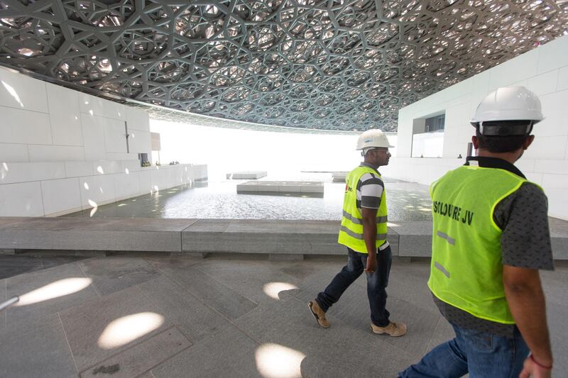 Abu Dhabi, United Arab Emirates, June 22, 2017:     General view of the Louvre Abu Dhabi construction site on Saadiyat Island in Abu Dhabi on June 22, 2017. Christopher Pike / The National

Reporter: James Langston, Nick Leech
Section: Louvre


 *** Local Caption ***  CP0622-Louvre-06.JPG