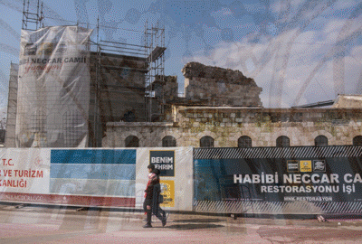 Habib-i Neccar Mosque in Hatay in 2011, 2023 and 2024. Getty Images/ AP/ Antonie Robertson/ The National
