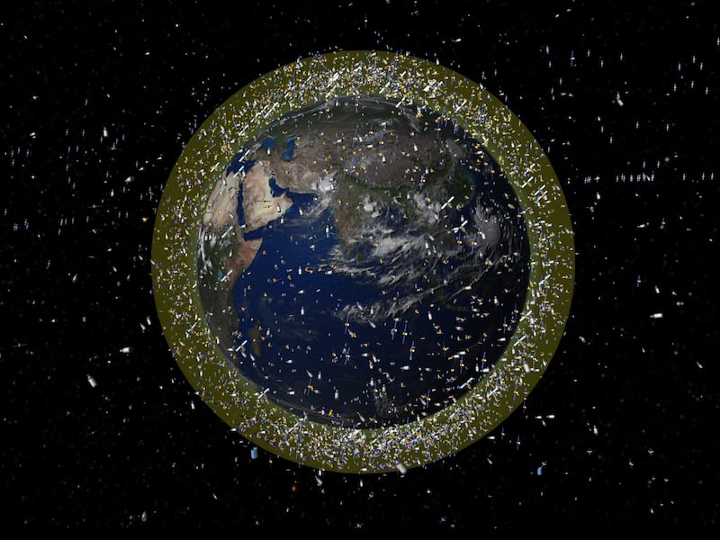 An artist's impression of space debris objects in low-Earth orbit. ESA