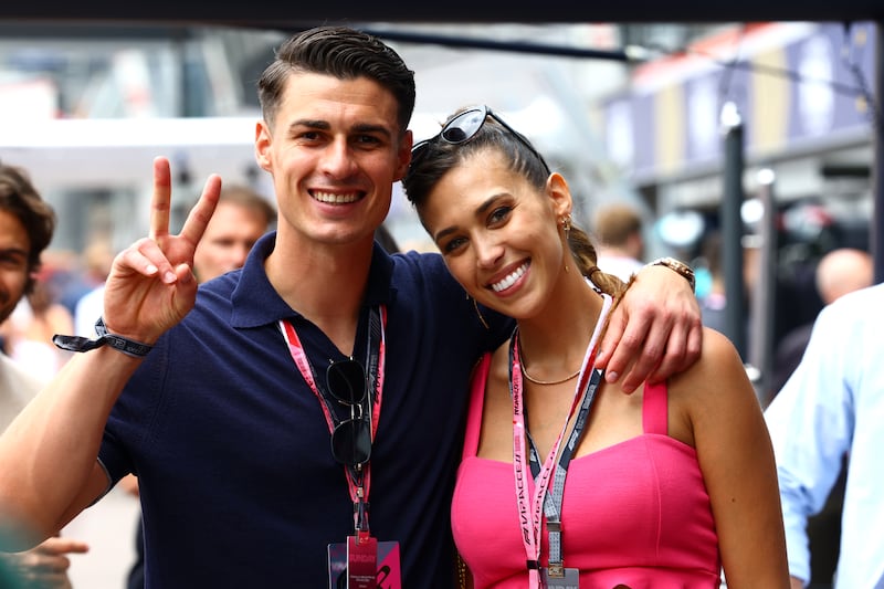 Kepa Arrizabalaga and partner Andrea Martinez at Circuit de Monaco. Getty