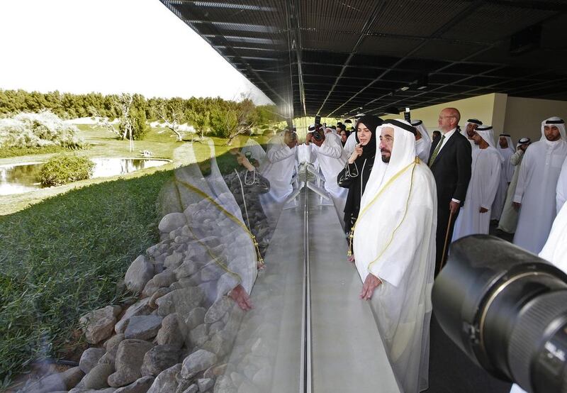 Dr Sheikh Sultan bin Mohammed Al Qasimi, Ruler of Sharjah, officially opens the Wasit Wetland Centre. Jeffrey E Biteng / The National
