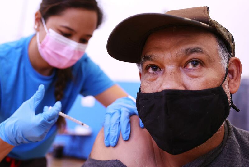 A nurse administers a vaccine in Wilmington, California. AFP