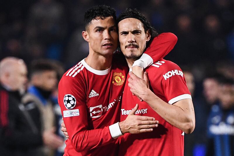 Manchester United forwards Cristiano Ronaldo and Edinson Cavani. AFP