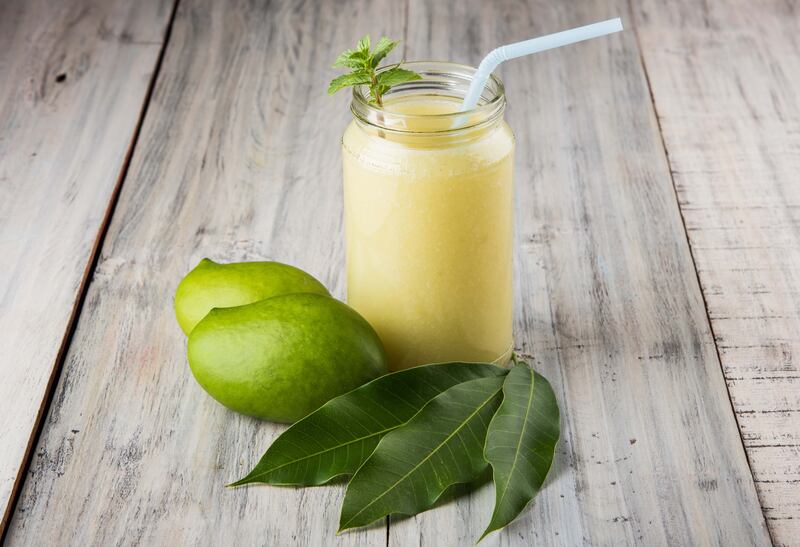 Aam panna is made with refreshing green mango juice.