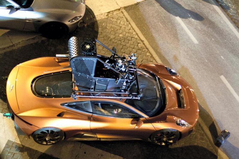 EHC47D Rome, Italy. 10th March, 2015. Filming car chase scene for new James Bond movie "Spectre" along Tiber river on location in Rome, Italy. Pictured: Prototype Jaguar C-X75  Credit:  Piotr Zajac/Alamy Live News