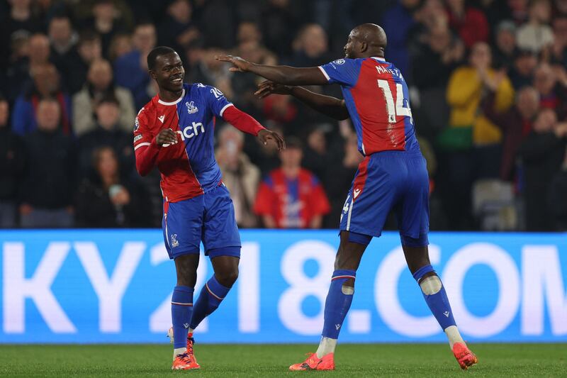 Tyrick Mitchell and Jean-Philippe Mateta were both on the scoresheet in Crystal Palace's 4-0 win over Manchester United. AFP