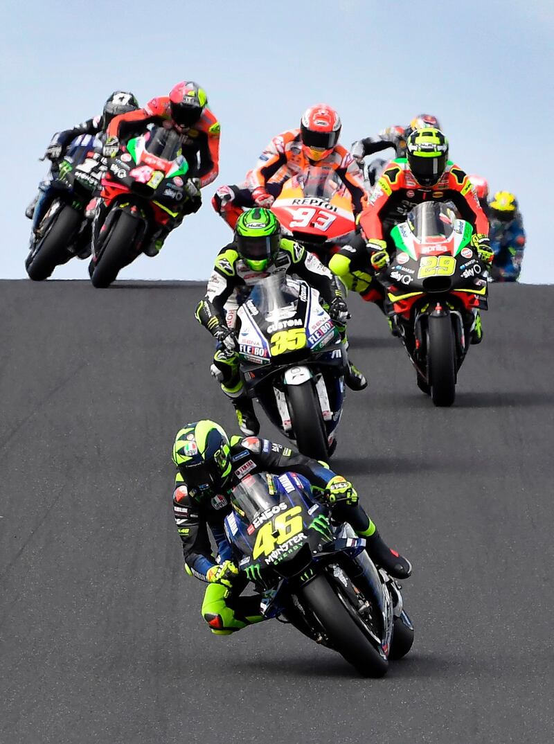 Valentino Rossi, front, during the MotoGP Australian Grand Prix at Phillip Island on Sunday, October 27. AFP