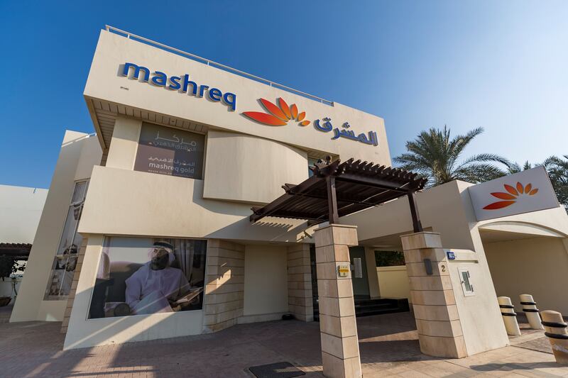 Dubai, United Arab Emirates - February 8th, 2018: General Views of Mashreq Bank. Thursday, February 8th, 2018. Jumeirah Beach Road, Dubai. Chris Whiteoak / The National