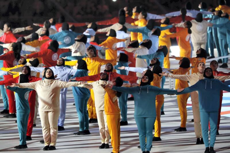 ABU DHABI, UNITED ARAB EMIRATES. 14 MARCH 2019. Opening Ceremony of the Special Olympics at Zayed Sports City. (Photo: Antonie Robertson/The National) Journalist: None: National.