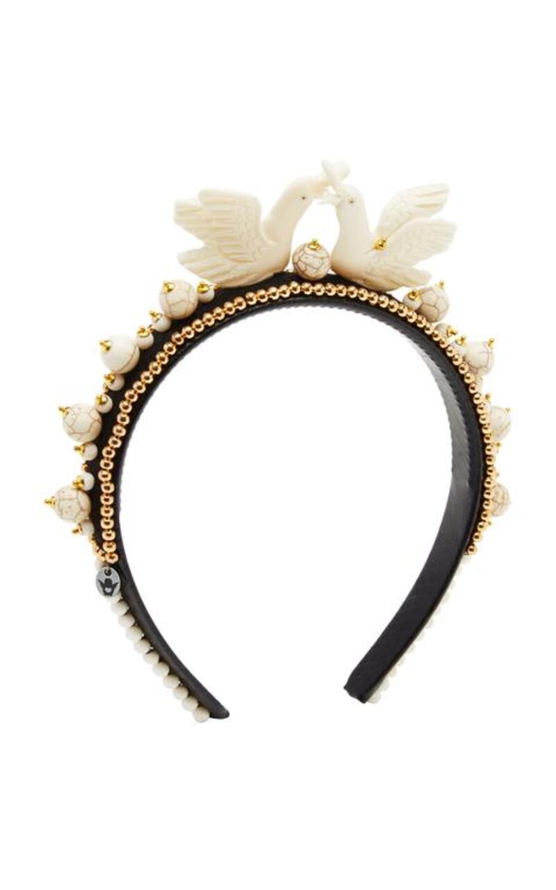 Swan Embellished Headband, Dh1,800, Masterpeace at Moda Operandi. Courtesy Moda Operandi