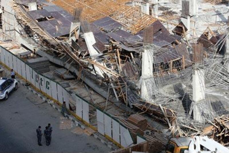 The scene after the collapse of the construction last October. It happened minutes after 100 workers went for lunch.