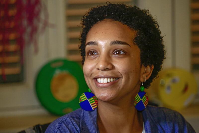 Hadeel Othman, Information and communication manager of the “Sudan Film Factory”, speaks to AFP in the Sudanese capital Khartoum. Longtime autocrat Omar Al-Bashir's Islamist-backed rule of 30 years had seen cinemas shuttered and US sanctions prevent imports of vital equipment in a country once known as pioneer for film-making in Africa. Today, with Bashir's ouster in April, members of the Sudan Film Factory are hoping film-making will get a fresh boost in the northeast African country. AFP