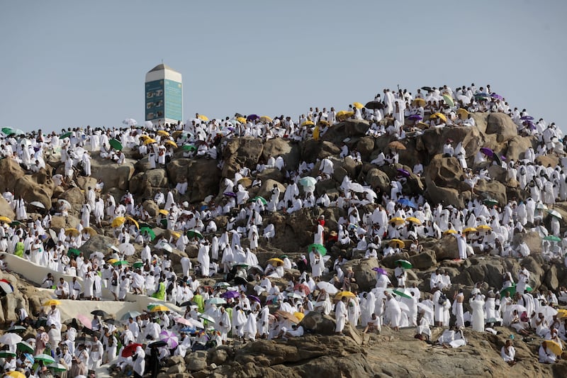 Muslim pilgrims gather on Mount Arafat, to the south-east of Makkah. EPA