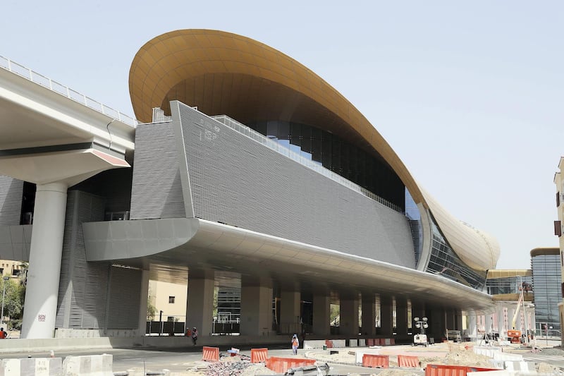 DUBAI, UNITED ARAB EMIRATES , July 9 – 2020 :- View of the Gardens metro station in Discovery Gardens area in Dubai. The New Expo 2020 metro route between Discovery Gardens, Gardens and Al Furjan area will open to the public in September.  (Pawan Singh / The National) For News/Standalone/Online/Stock. Story by Kelly