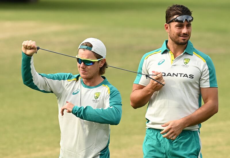 Adam Zampa and Marcus Stoinis train in Melbourne. Getty