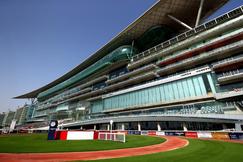 The grandstand at Meydan has a capacity for more than 60,000 spectators. The 2021 race will be held behind closed doors due to Covid-19 measures. Getty Images