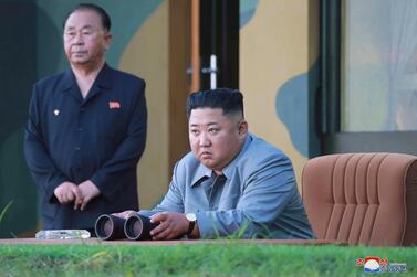 Kim Jong Un watches a missile test in North Korea in July. AP