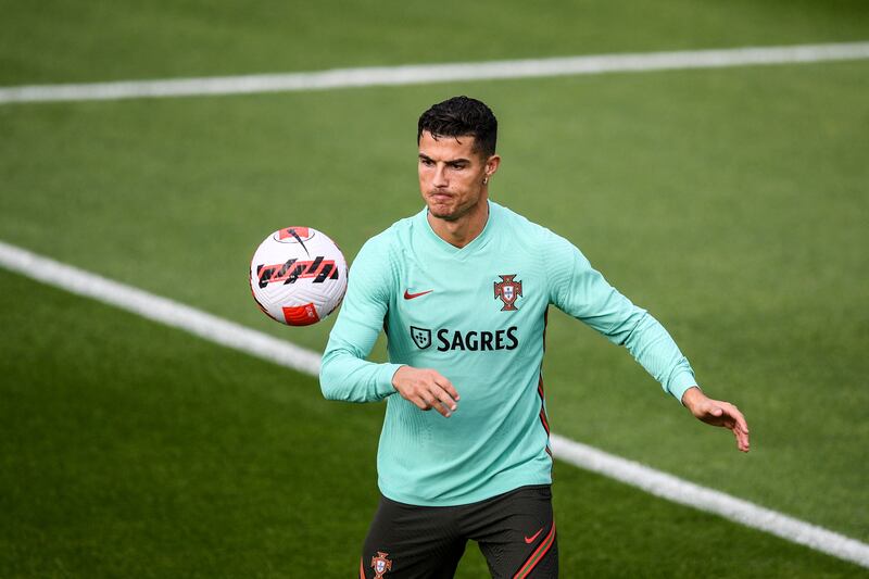 Portugal's Cristiano Ronaldo at training. AFP