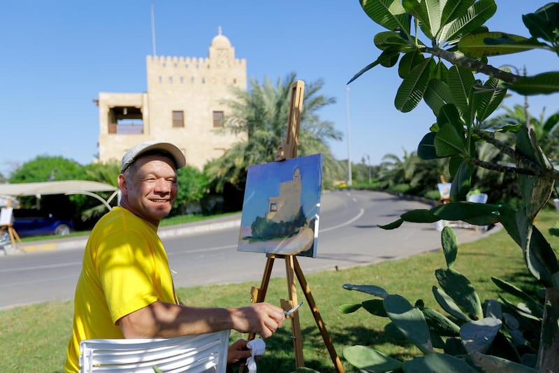 The artist Igor Shipilin, who had his Abu Dhabi students paint the 200-year-old Al Maqtaa Fort, says the tradition of working outdoors, rather than in a studio, is fading. Victor Besa for The National