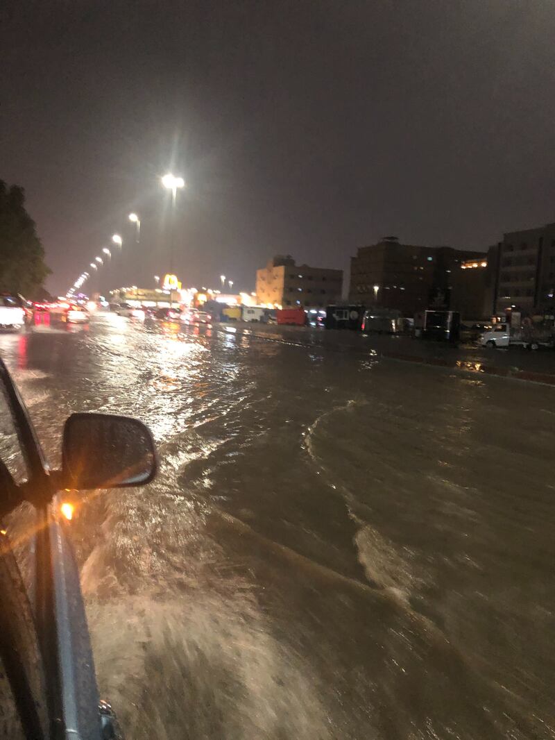 A flooded road in Jeddah. Mariam Nihal / The National