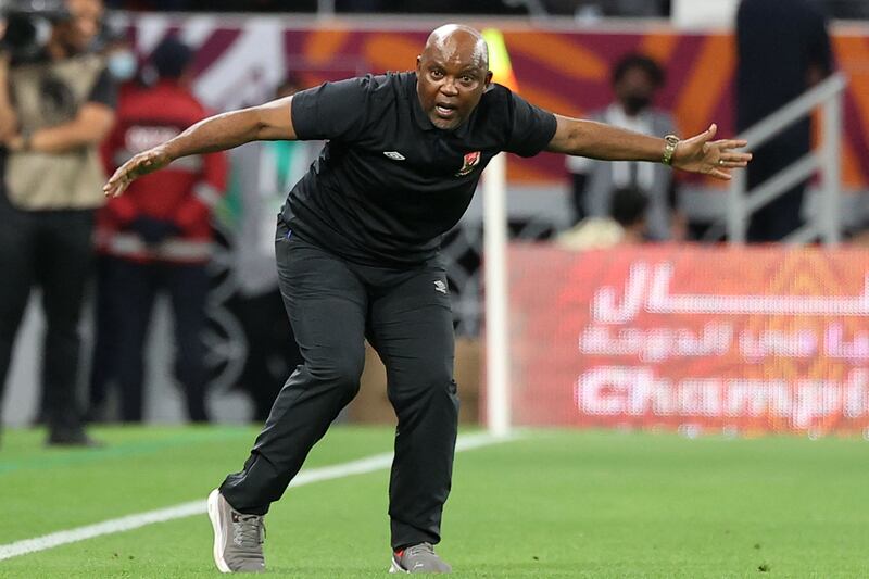 Al Ahly manager Pitso Mosimane has tested positive for Covid-19 shortly before the start of the Fifa Club World Cup in Abu Dhabi. AFP