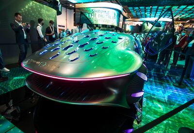 The Mercedes Vision AVTR car on display at the Etisalat stand during the recent Gitex Global in Dubai. Leslie Pableo / The National