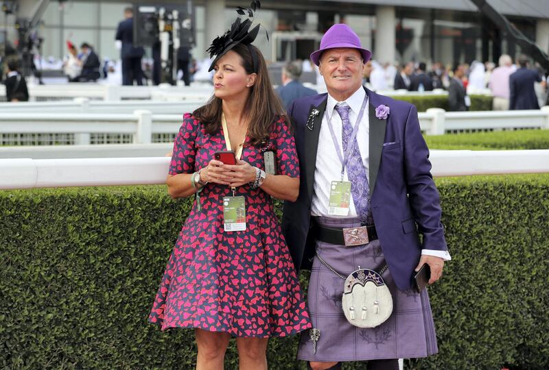 Dubai, United Arab Emirates - March 30, 2019: Visitors to Meydan enjoys the Dubai World Cup. Saturday the 30th of March 2019 at Meydan Racecourse, Dubai. Chris Whiteoak / The National