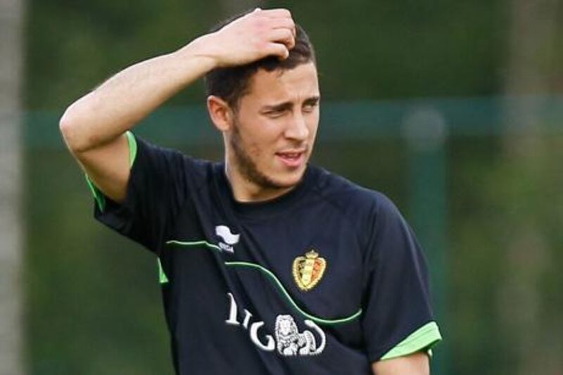 Belgian national football team player Eden Hazard trains on May 28, 2012 in Angleur ahead of a friendly match against England on June 2. BELGA PHOTO BRUNO FAHY   - BELGIUM OUT -

