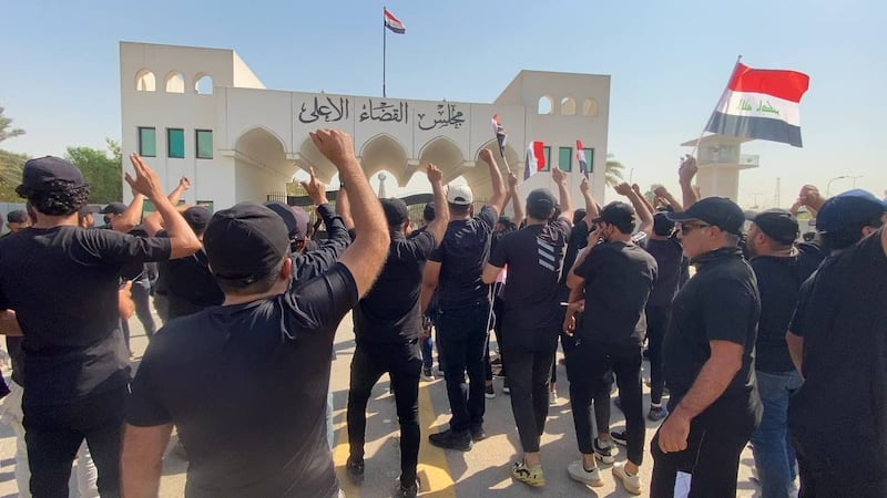 Followers of Moqtada Al Sadr have expanded their sit-in to the Supreme Judiciary Council building inside the Green Zone in Baghdad. All photos: Sadrist Media Office