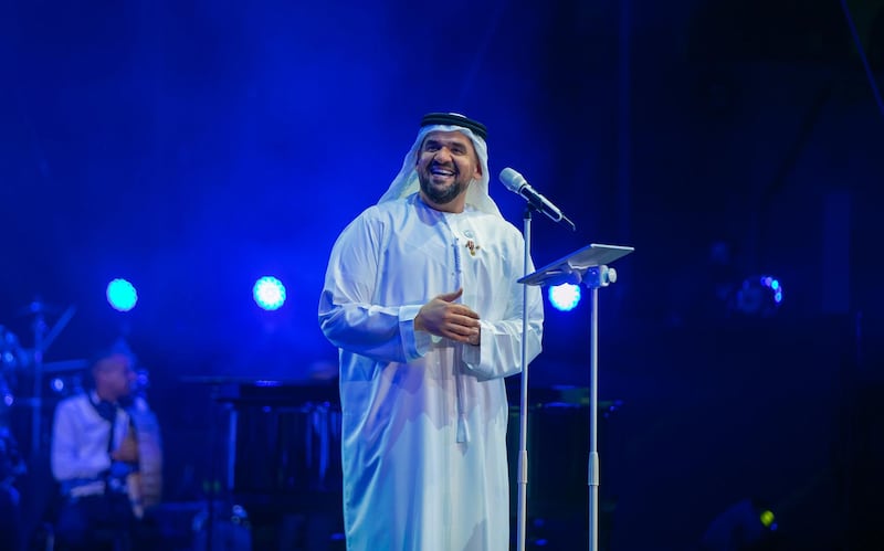 Emirati singer Hussain Al Jassmi performs at the 49th National Day show at Al Majaz Amphitheatre in Sharjah, December 3. Wam