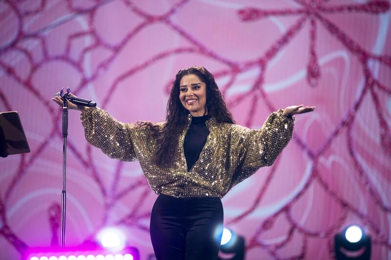 Emirati-Yemeni Balqees sang with Andrea Bocelli in 2016 and performed during the AFC Asian Cup opening ceremony in 2019. Ruel Pableo / The National