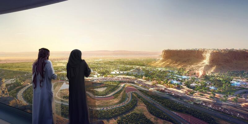 Six Flags Qiddiya is being built as part of a new city outside Riyadh and is due for completion in 2023. Courtesy SCTH.